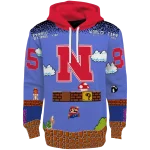 custom nebraska cornhuskers mario blue black hoodie best selling