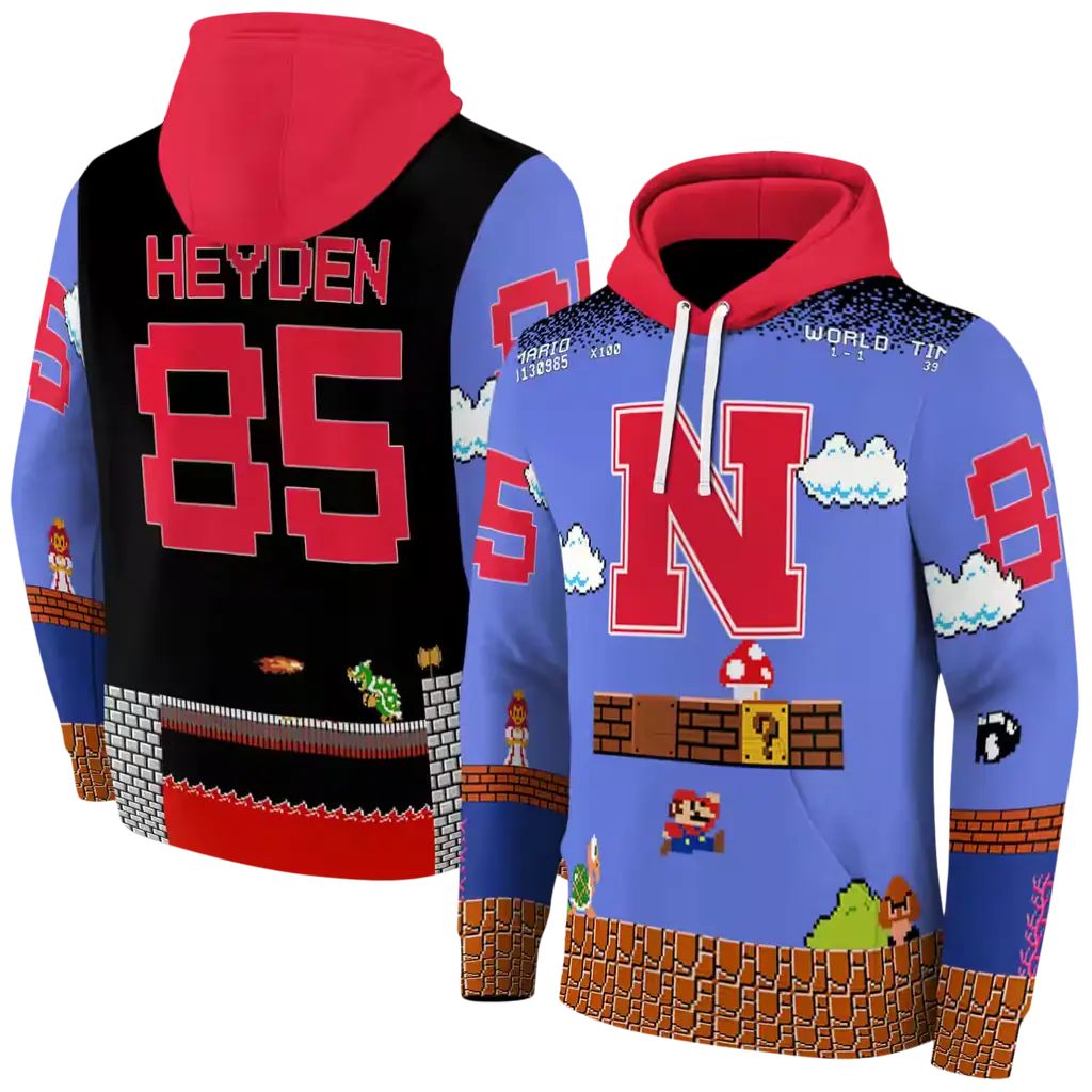 custom nebraska cornhuskers mario blue black hoodie fashion forward custom nebraska cornhuskers mario blue black hoodie fashion forward