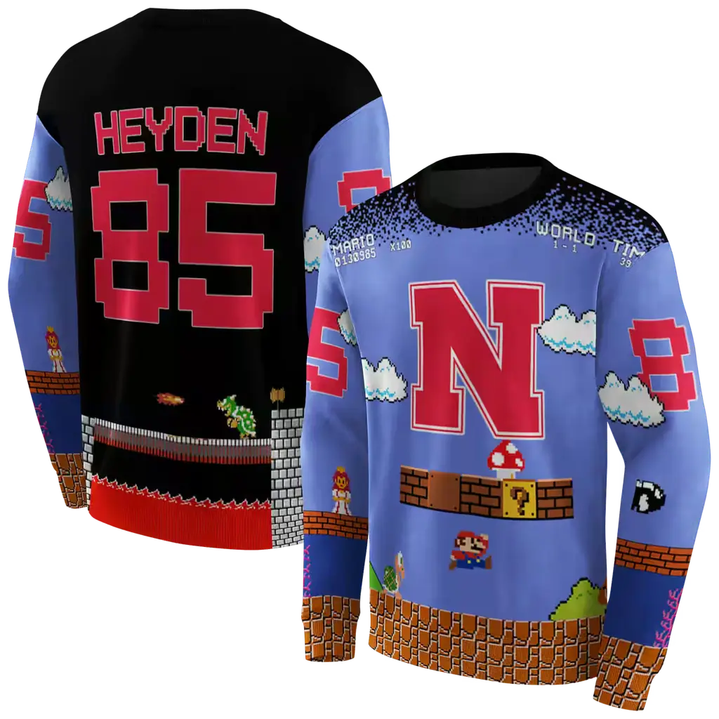 custom nebraska cornhuskers mario blue black hoodie premium grade custom nebraska cornhuskers mario blue black hoodie premium grade