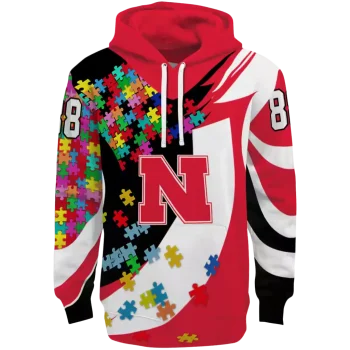custom nebraska cornhuskers puzzle pieces red hoodie best selling