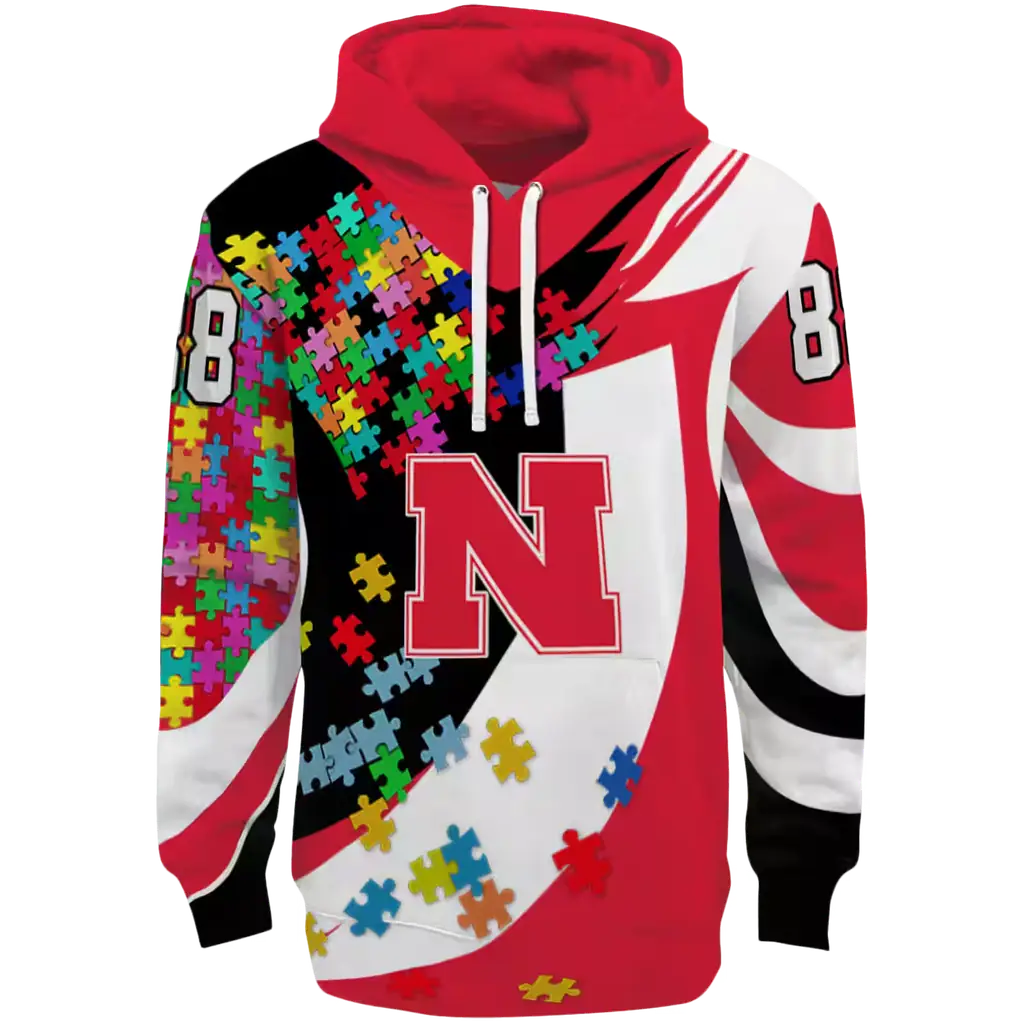 custom nebraska cornhuskers puzzle pieces red hoodie best selling custom nebraska cornhuskers puzzle pieces red hoodie best selling