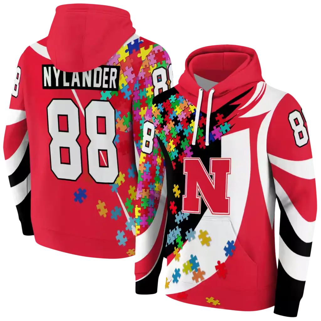 custom nebraska cornhuskers puzzle pieces red hoodie fashion forward custom nebraska cornhuskers puzzle pieces red hoodie fashion forward