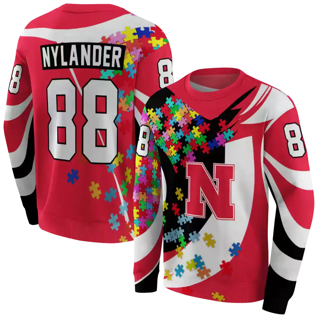 custom nebraska cornhuskers puzzle pieces red hoodie premium grade custom nebraska cornhuskers puzzle pieces red hoodie premium grade