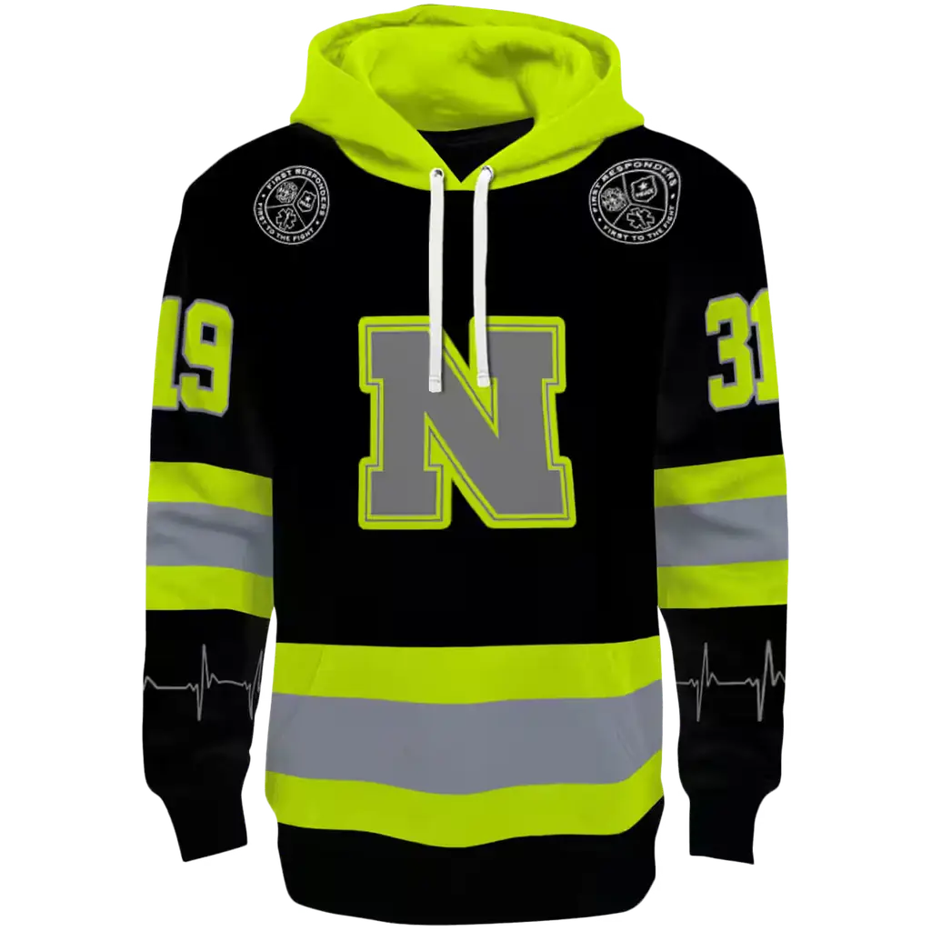 custom nebraska cornhuskers safety motif black neon green hoodie best selling custom nebraska cornhuskers safety motif black neon green hoodie best selling