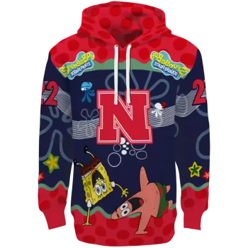 custom nebraska cornhuskers spongebob patrick star red navy hoodie best selling