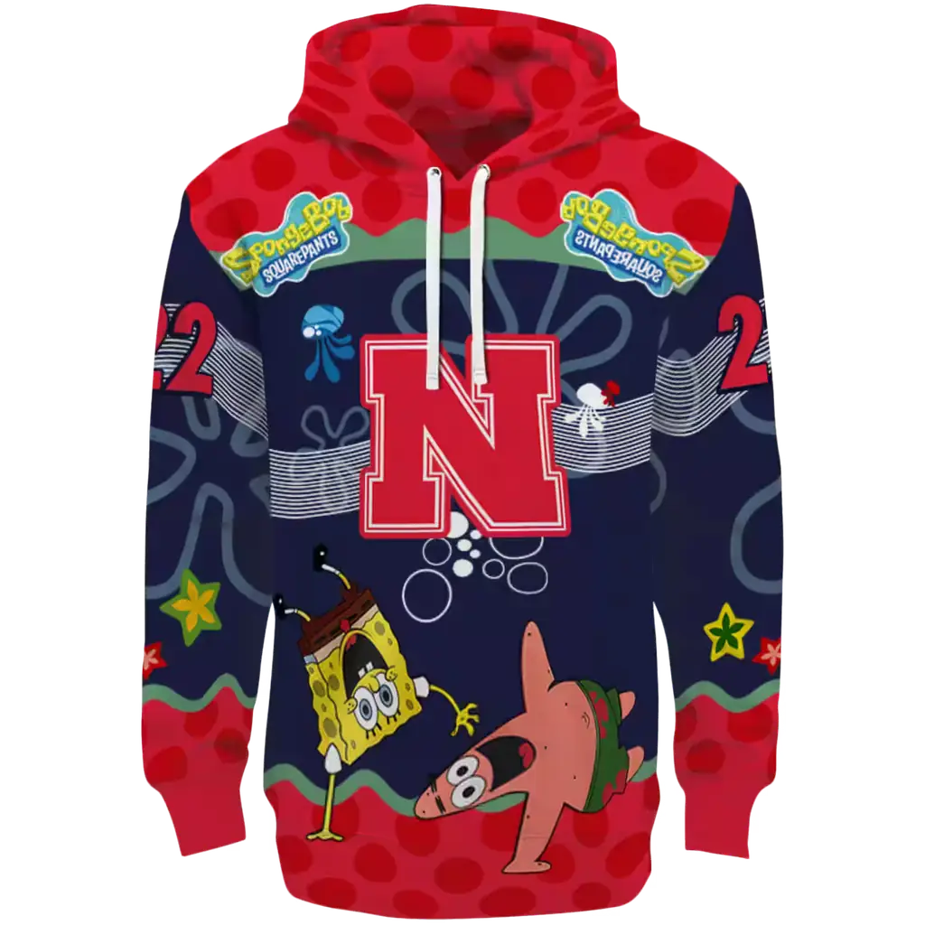 custom nebraska cornhuskers spongebob patrick star red navy hoodie best selling custom nebraska cornhuskers spongebob patrick star red navy hoodie best selling