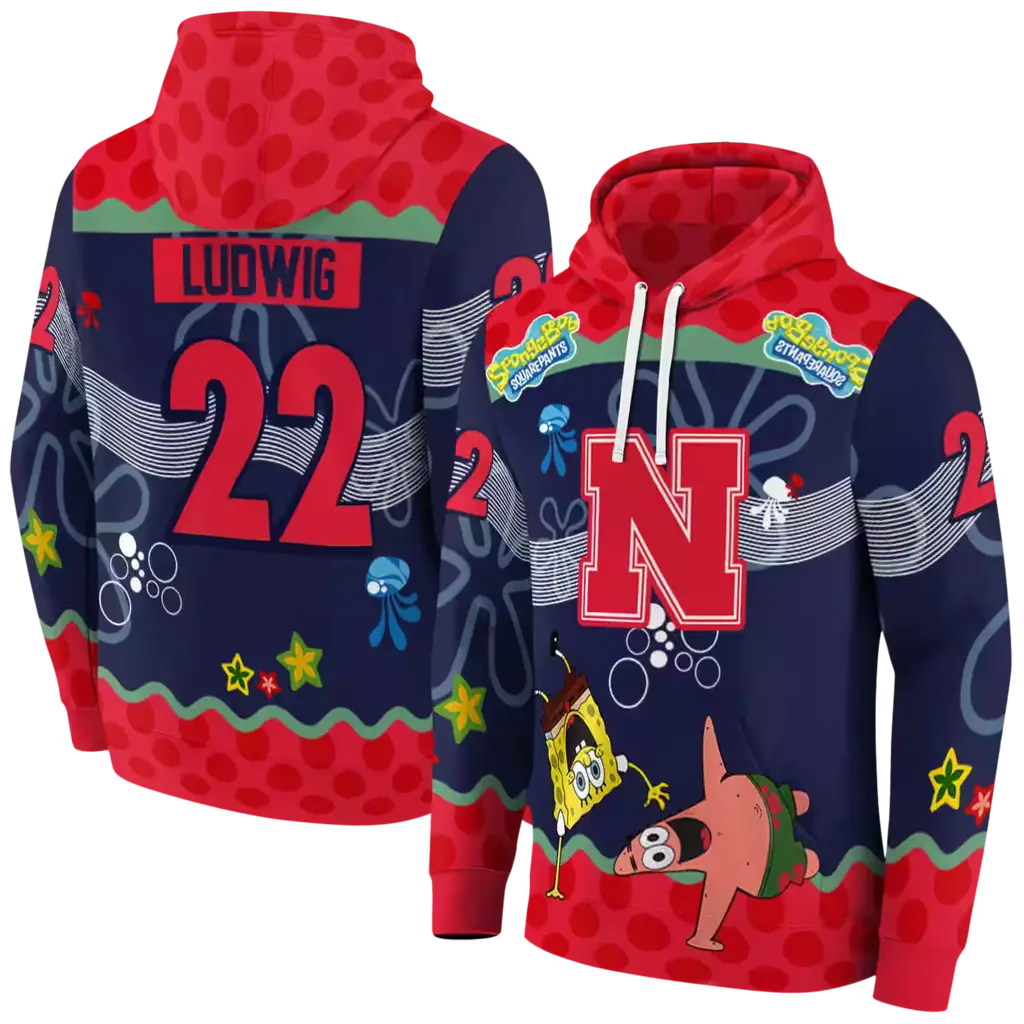 custom nebraska cornhuskers spongebob patrick star red navy hoodie fashion forward custom nebraska cornhuskers spongebob patrick star red navy hoodie fashion forward