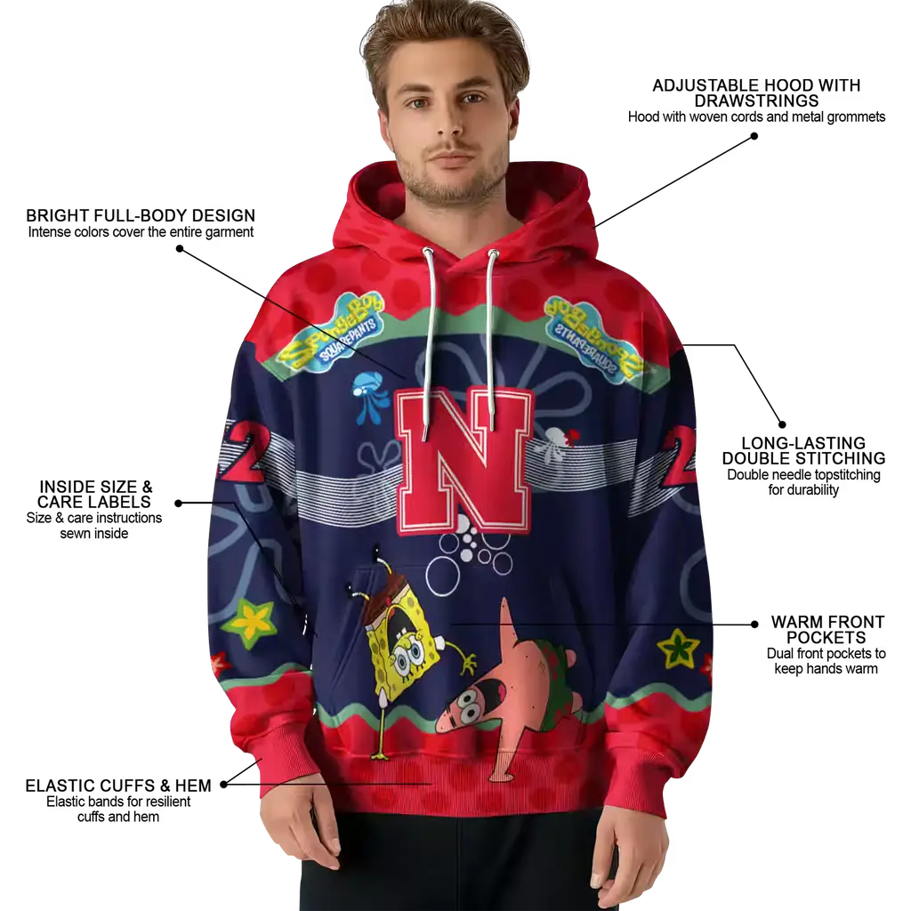 custom nebraska cornhuskers spongebob patrick star red navy hoodie latest model custom nebraska cornhuskers spongebob patrick star red navy hoodie latest model