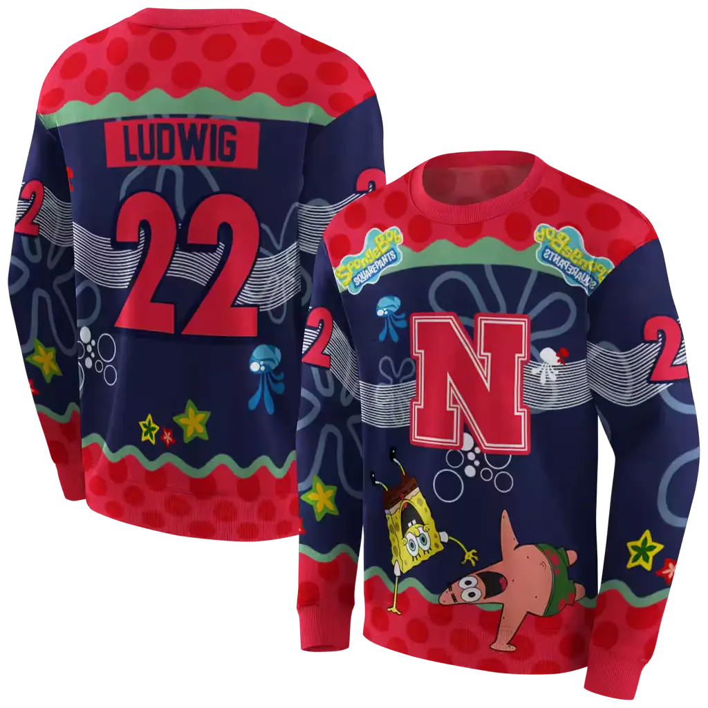 custom nebraska cornhuskers spongebob patrick star red navy hoodie premium grade custom nebraska cornhuskers spongebob patrick star red navy hoodie premium grade