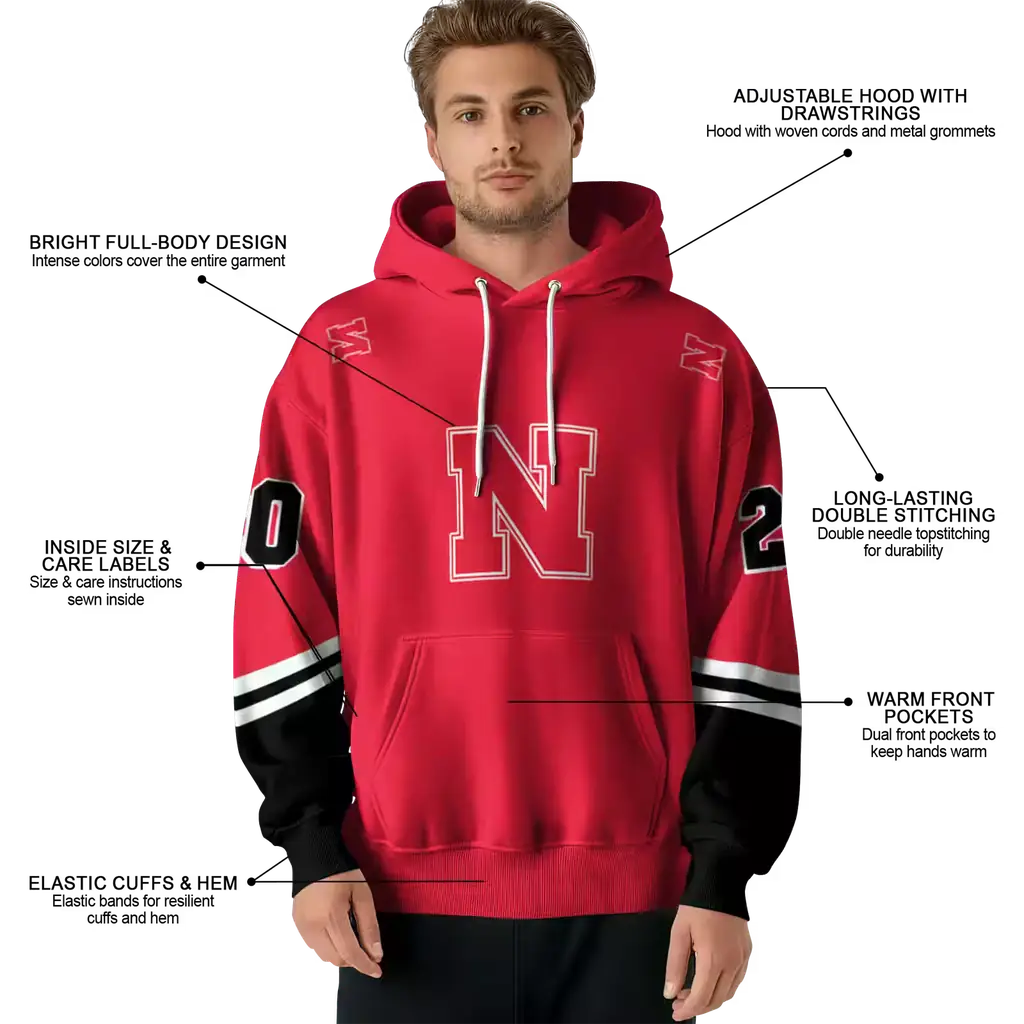 custom nebraska cornhuskers striped sleeves red hoodie latest model custom nebraska cornhuskers striped sleeves red hoodie latest model
