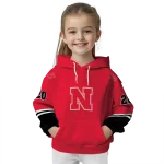 custom nebraska cornhuskers striped sleeves red hoodie best selling