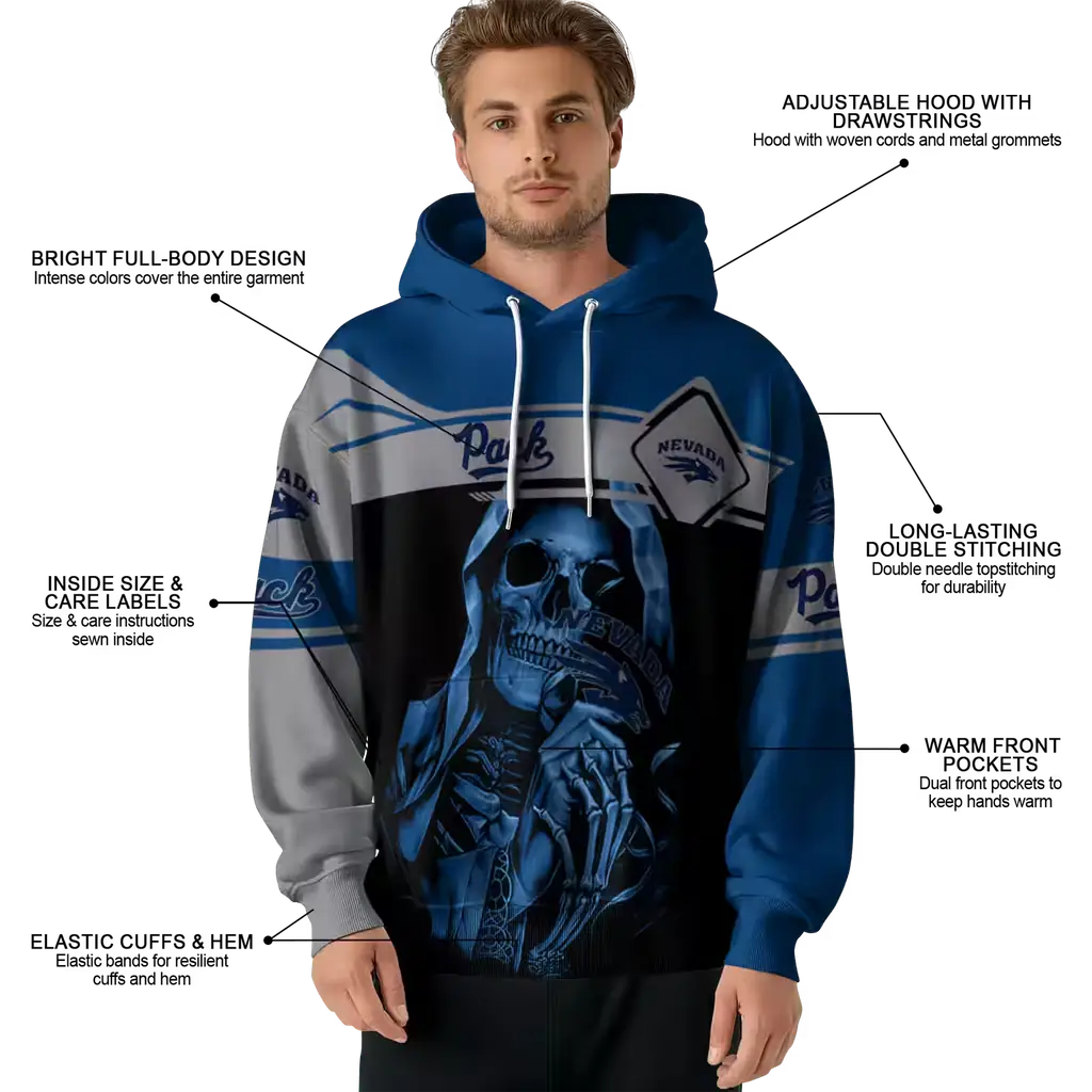 custom nevada wolf pack grim reaper blue black hoodie latest model custom nevada wolf pack grim reaper blue black hoodie latest model