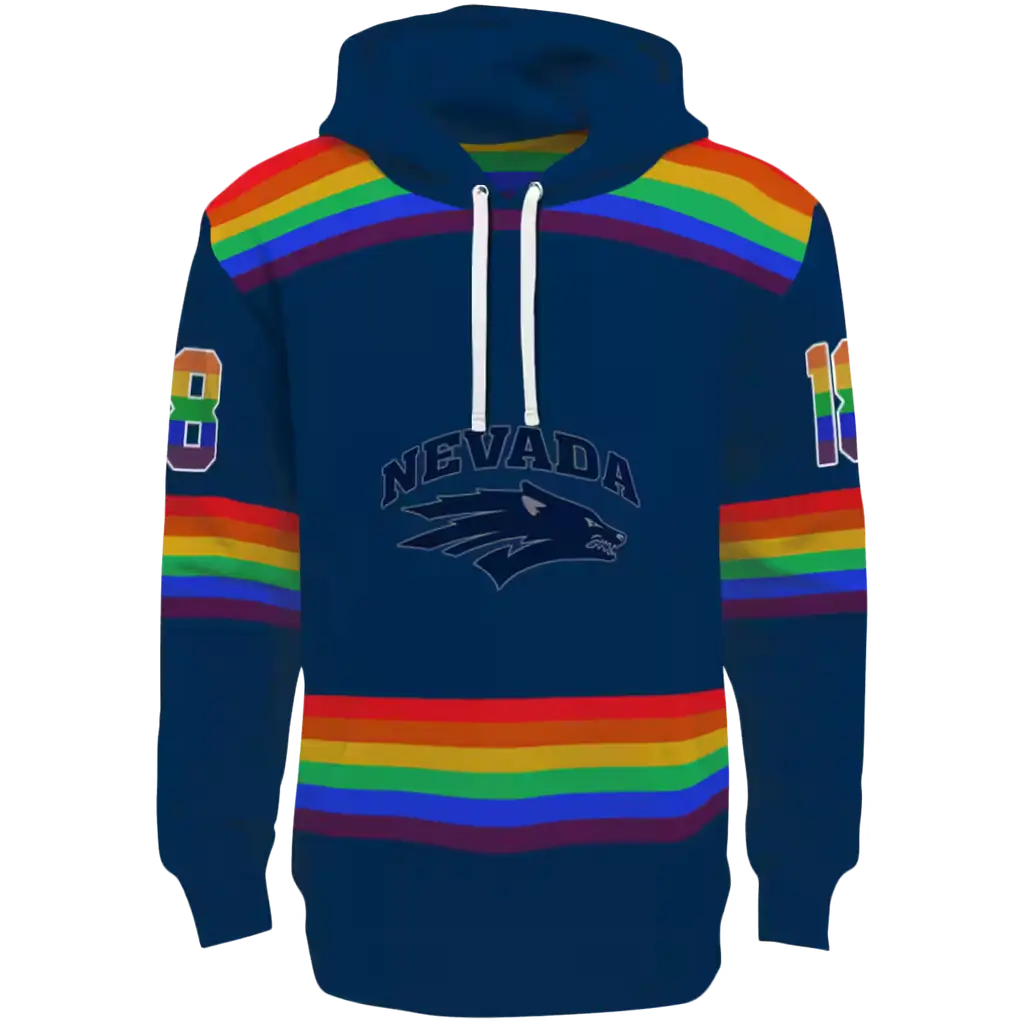 custom nevada wolf pack rainbow stripes blue hoodie best selling custom nevada wolf pack rainbow stripes blue hoodie best selling