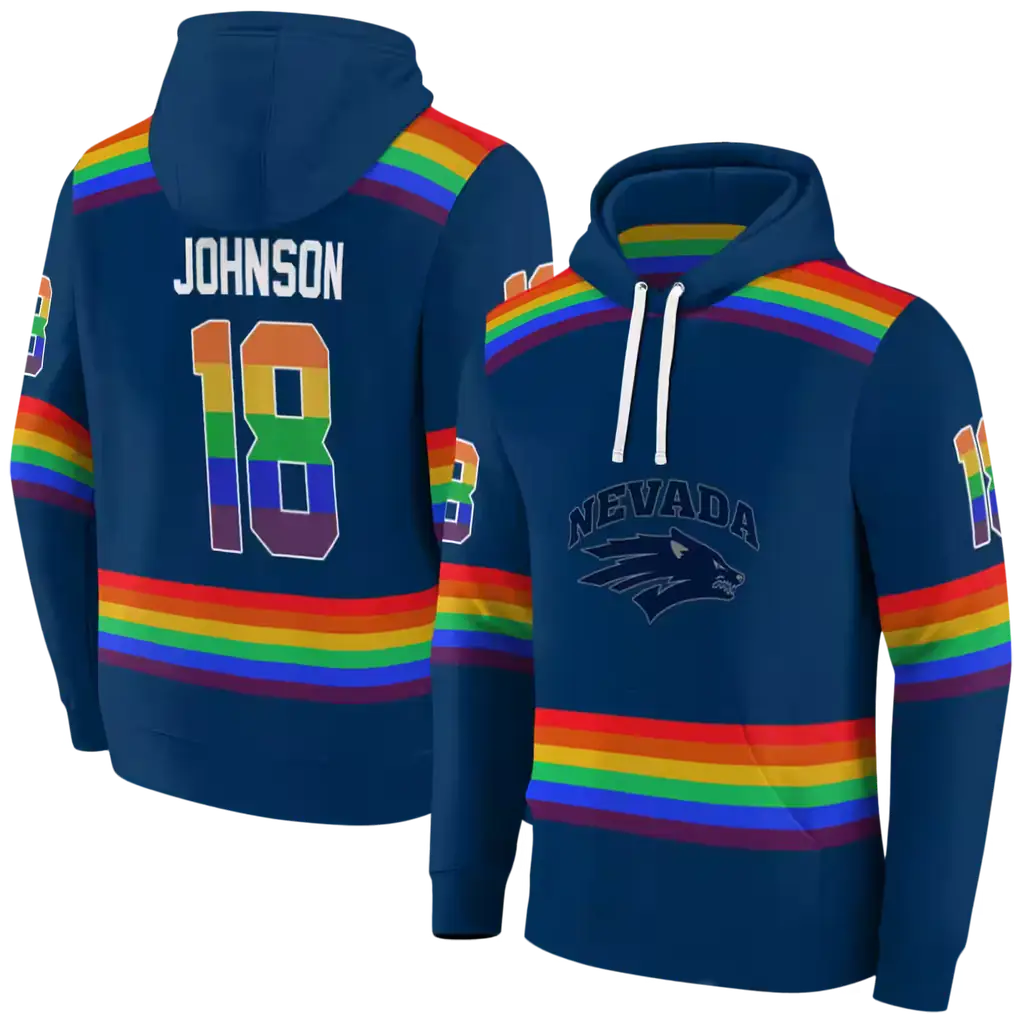 custom nevada wolf pack rainbow stripes blue hoodie fashion forward custom nevada wolf pack rainbow stripes blue hoodie fashion forward
