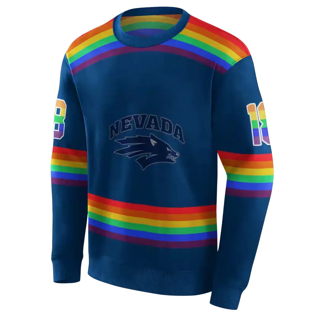 custom nevada wolf pack rainbow stripes blue hoodie new arrival custom nevada wolf pack rainbow stripes blue hoodie new arrival