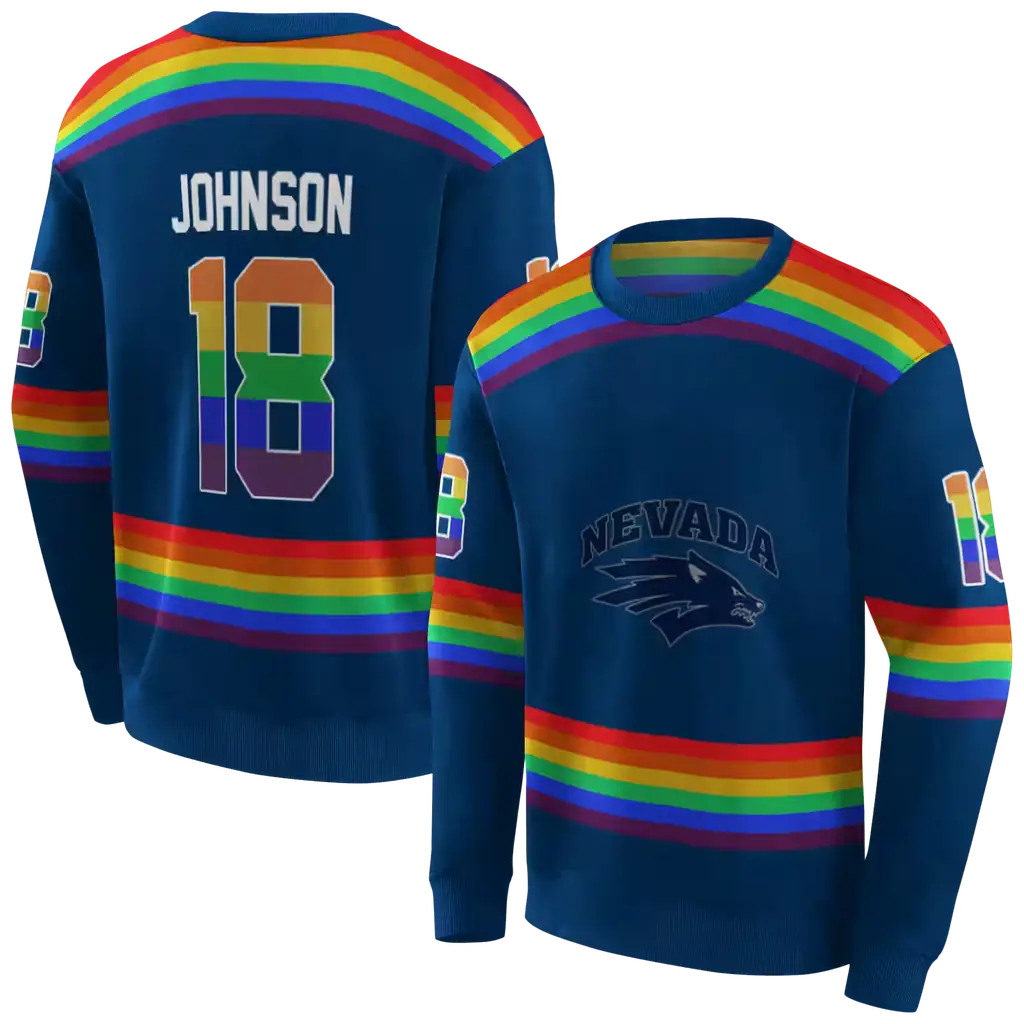 custom nevada wolf pack rainbow stripes blue hoodie premium grade custom nevada wolf pack rainbow stripes blue hoodie premium grade