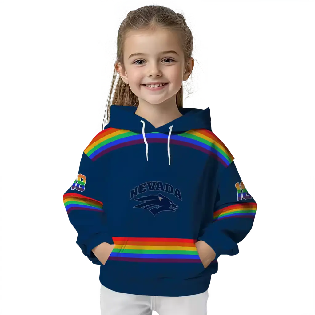 custom nevada wolf pack rainbow stripes blue hoodie top rated custom nevada wolf pack rainbow stripes blue hoodie top rated
