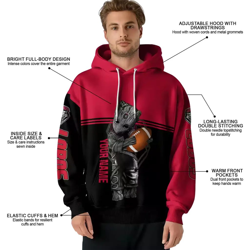 custom new mexico lobos baby groot red black hoodie latest model custom new mexico lobos baby groot red black hoodie latest model