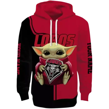 custom new mexico lobos baby yoda red black hoodie best selling
