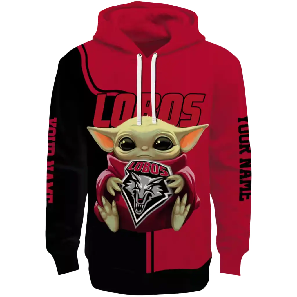 custom new mexico lobos baby yoda red black hoodie best selling custom new mexico lobos baby yoda red black hoodie best selling