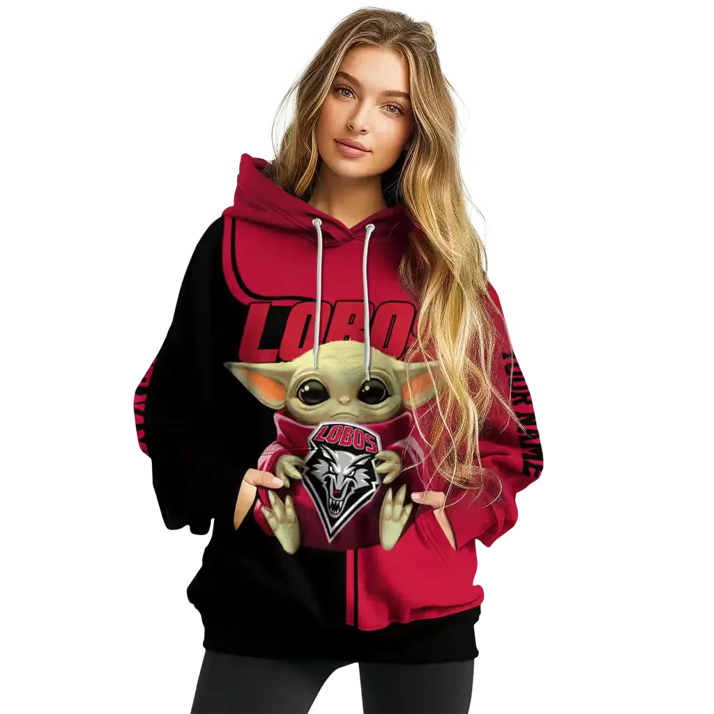 custom new mexico lobos baby yoda red black hoodie high quality custom new mexico lobos baby yoda red black hoodie high quality