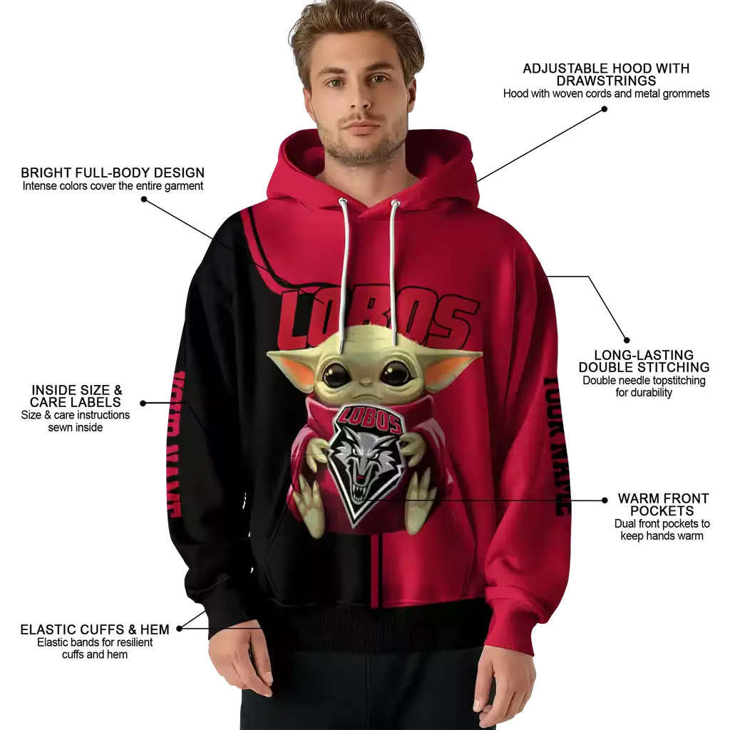 custom new mexico lobos baby yoda red black hoodie latest model custom new mexico lobos baby yoda red black hoodie latest model