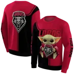 custom new mexico lobos baby yoda red black hoodie best selling