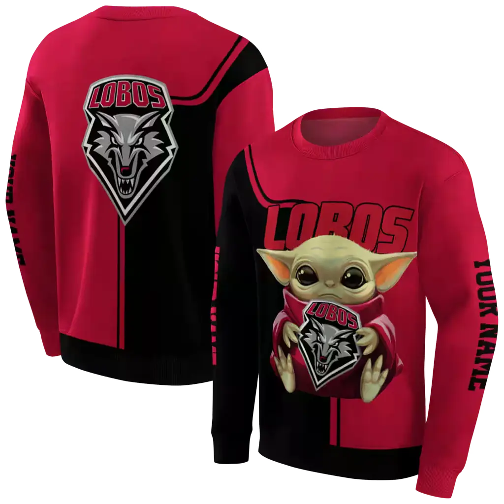 custom new mexico lobos baby yoda red black hoodie premium grade custom new mexico lobos baby yoda red black hoodie premium grade