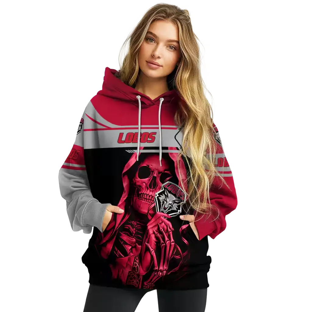 custom new mexico lobos grim reaper red black hoodie high quality custom new mexico lobos grim reaper red black hoodie high quality