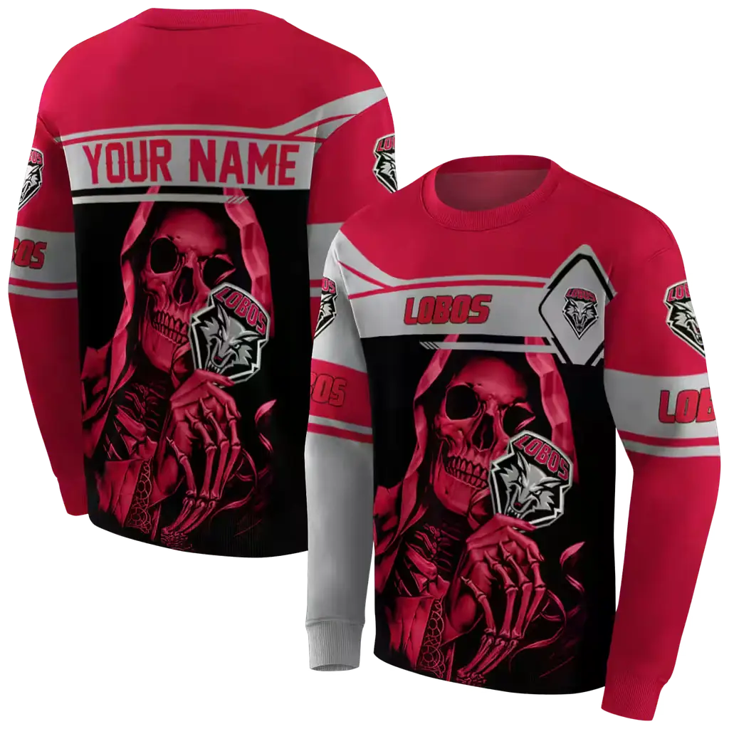 custom new mexico lobos grim reaper red black hoodie premium grade custom new mexico lobos grim reaper red black hoodie premium grade