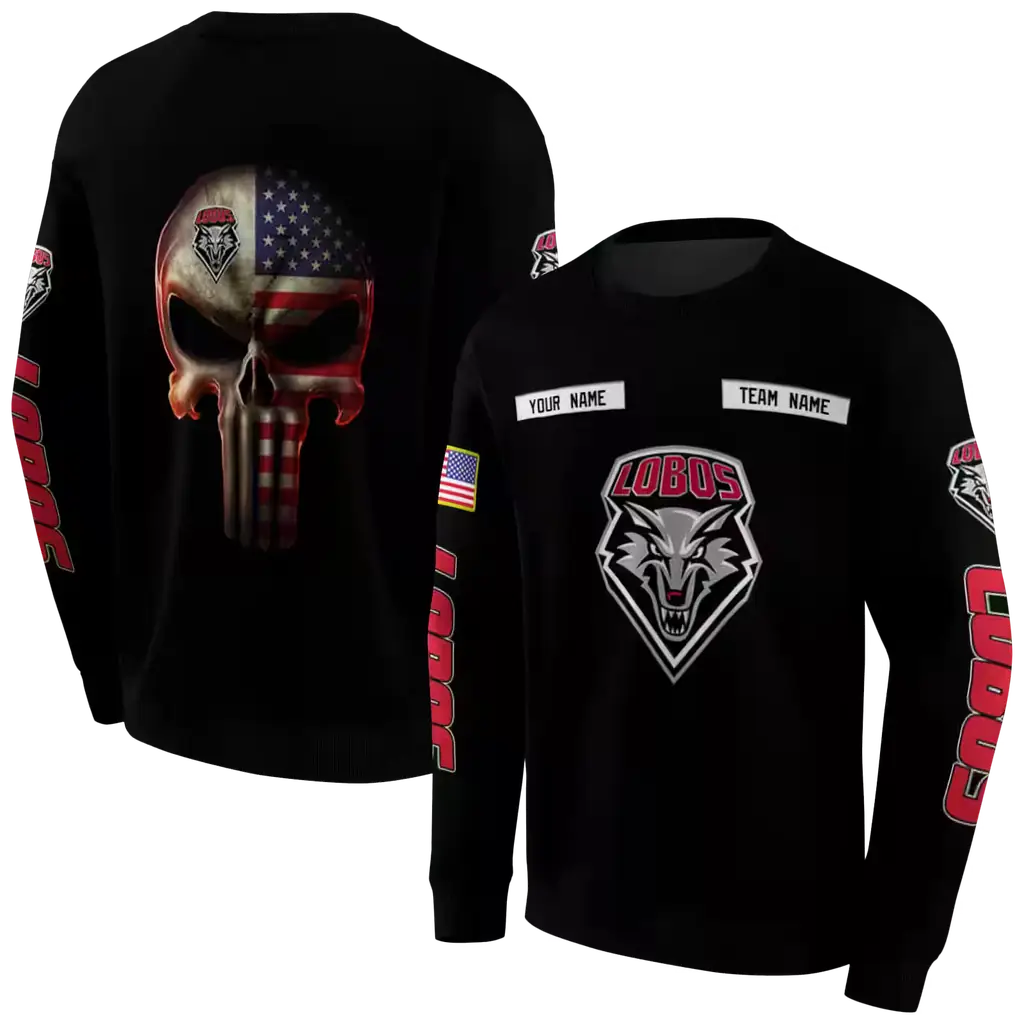 custom new mexico lobos punisher skull black hoodie premium grade custom new mexico lobos punisher skull black hoodie premium grade