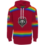 custom new mexico lobos rainbow stripes red hoodie best selling