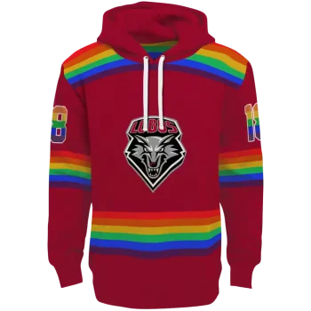 custom new mexico lobos rainbow stripes red hoodie best selling