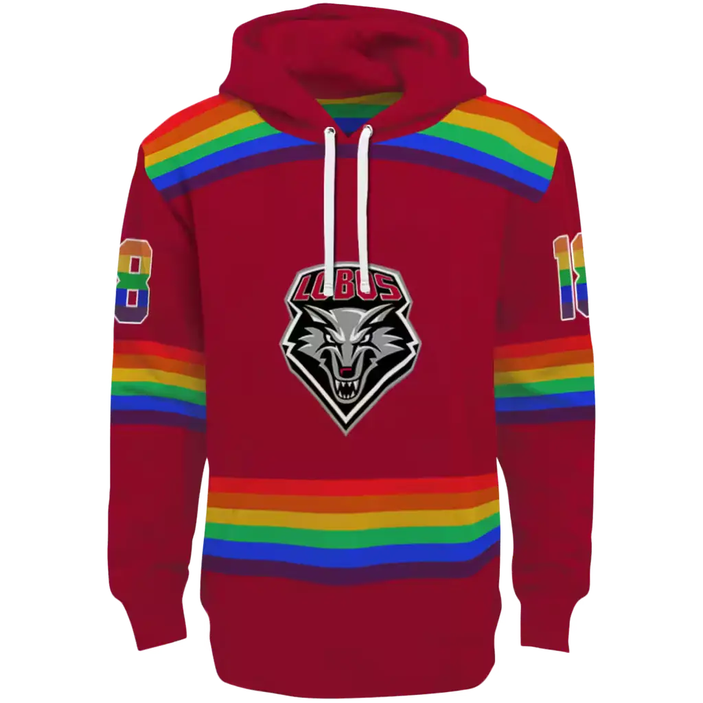 custom new mexico lobos rainbow stripes red hoodie best selling custom new mexico lobos rainbow stripes red hoodie best selling