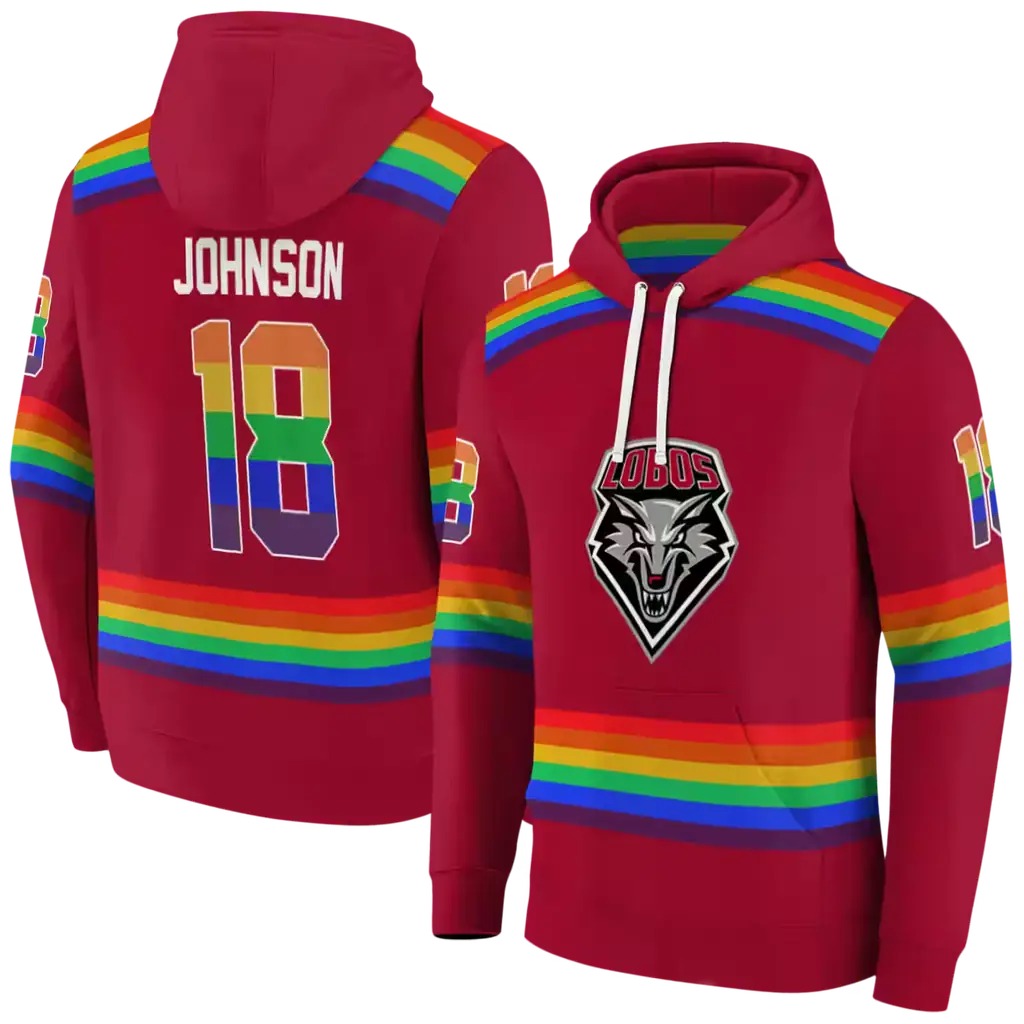 custom new mexico lobos rainbow stripes red hoodie fashion forward custom new mexico lobos rainbow stripes red hoodie fashion forward