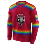 custom new mexico lobos rainbow stripes red hoodie best selling