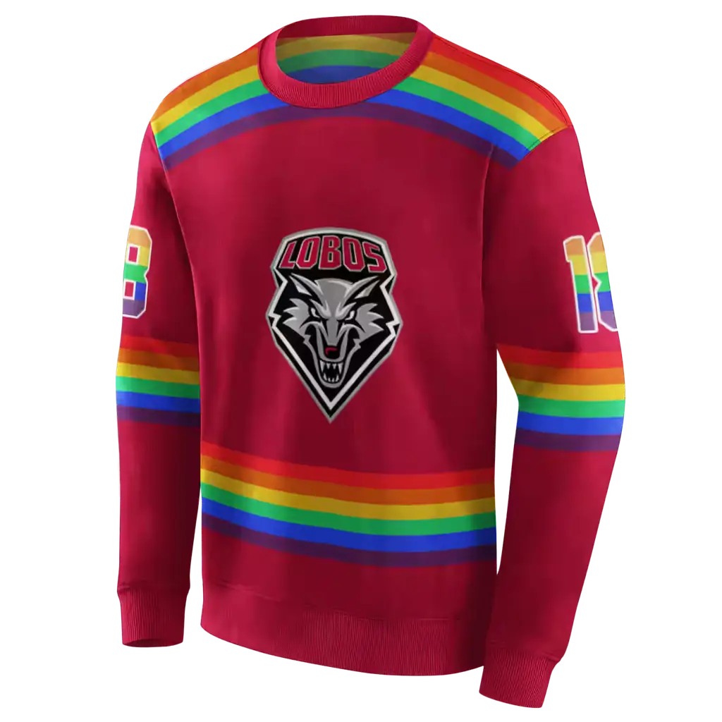 custom new mexico lobos rainbow stripes red hoodie new arrival custom new mexico lobos rainbow stripes red hoodie new arrival