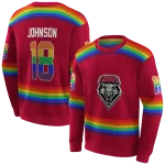 custom new mexico lobos rainbow stripes red hoodie best selling