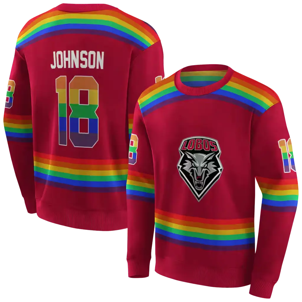 custom new mexico lobos rainbow stripes red hoodie premium grade custom new mexico lobos rainbow stripes red hoodie premium grade