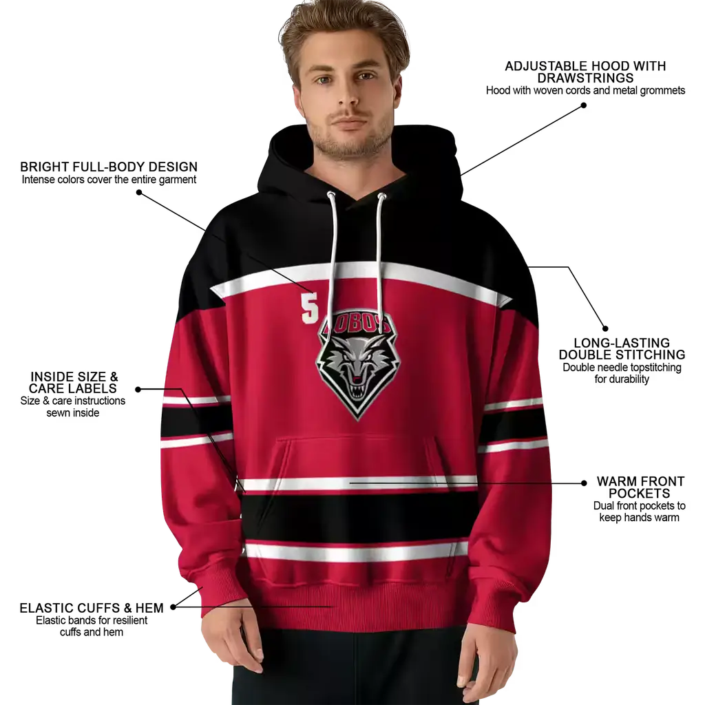 custom new mexico lobos striped pattern red hoodie latest model custom new mexico lobos striped pattern red hoodie latest model