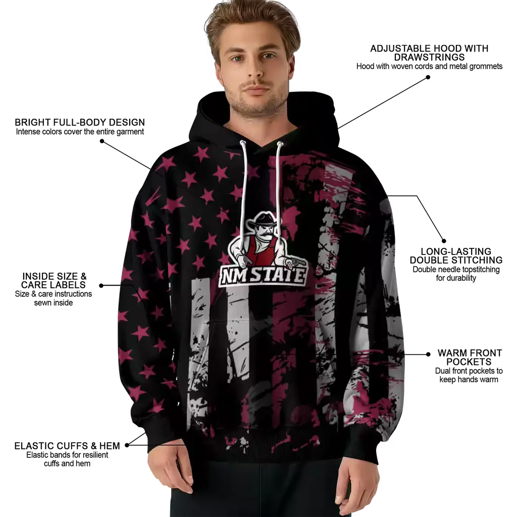 custom new mexico state aggies distressed flag crimson black hoodie latest model custom new mexico state aggies distressed flag crimson black hoodie latest model