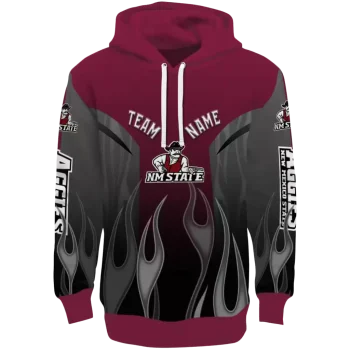 custom new mexico state aggies flame design crimson hoodie best selling