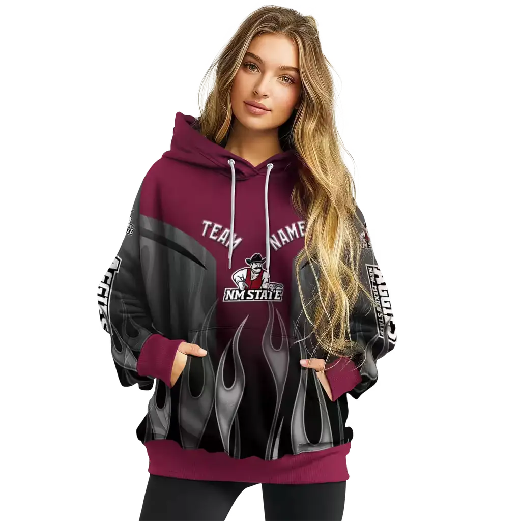 custom new mexico state aggies flame design crimson hoodie high quality custom new mexico state aggies flame design crimson hoodie high quality