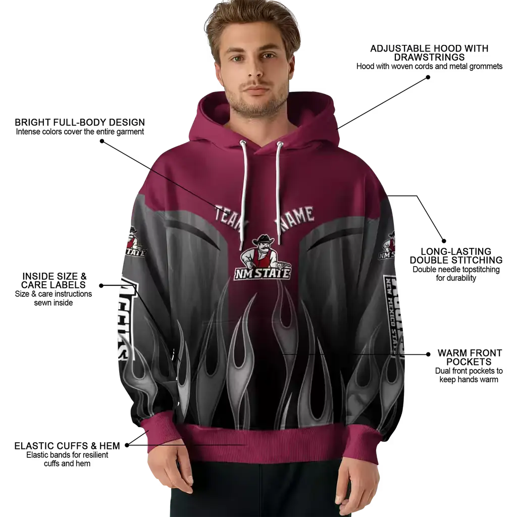 custom new mexico state aggies flame design crimson hoodie latest model custom new mexico state aggies flame design crimson hoodie latest model
