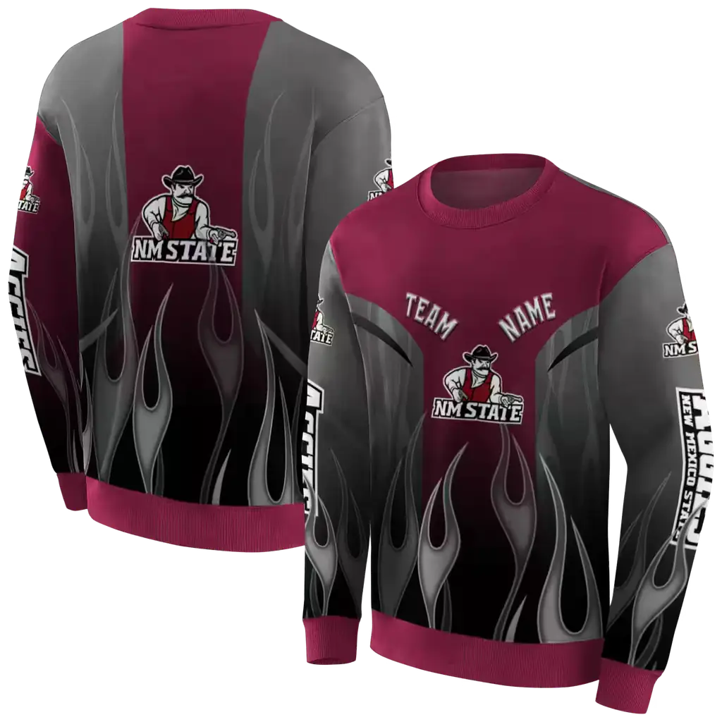 custom new mexico state aggies flame design crimson hoodie premium grade custom new mexico state aggies flame design crimson hoodie premium grade