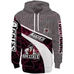custom new mexico state aggies hexagonal mesh crimson black gray hoodie best selling