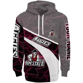 custom new mexico state aggies hexagonal mesh crimson black gray hoodie best selling
