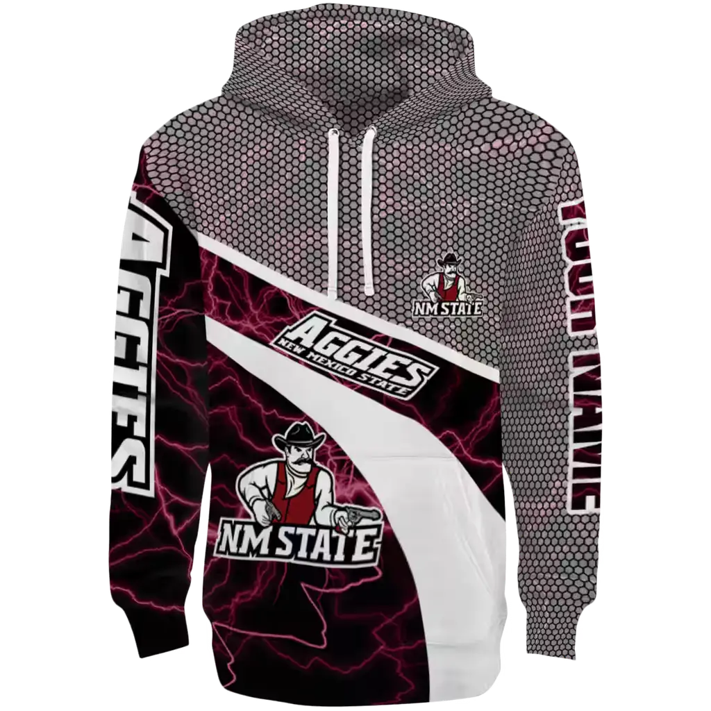 custom new mexico state aggies hexagonal mesh crimson black gray hoodie best selling custom new mexico state aggies hexagonal mesh crimson black gray hoodie best selling