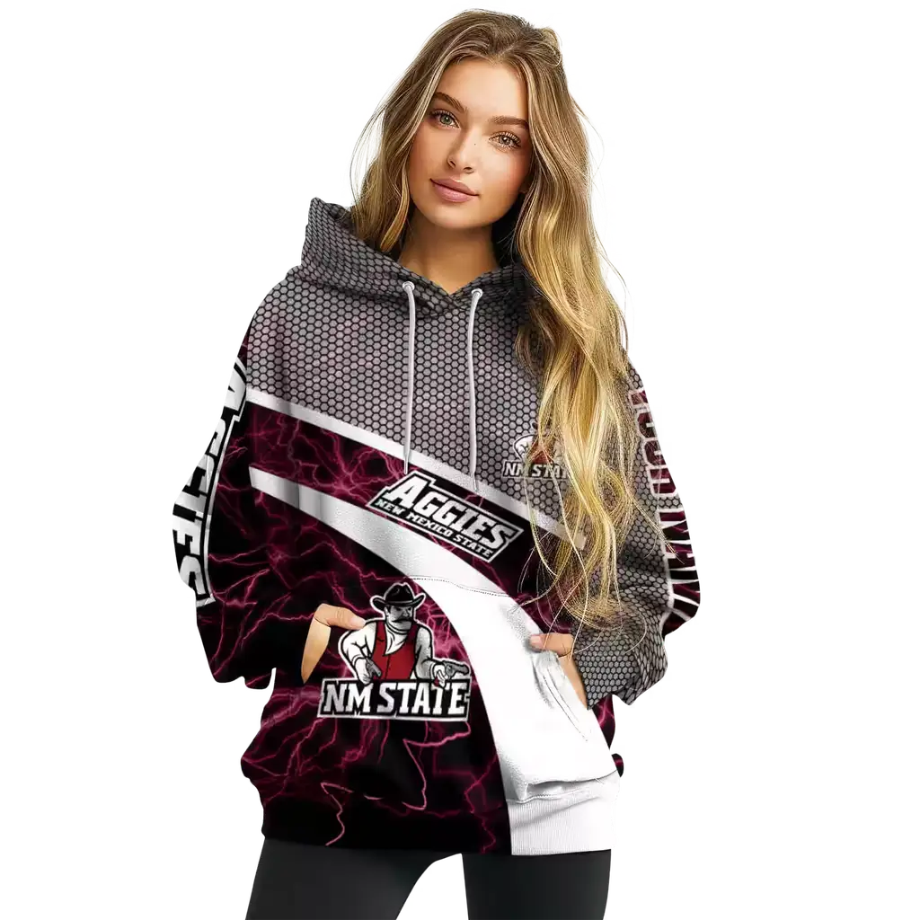custom new mexico state aggies hexagonal mesh crimson black gray hoodie high quality custom new mexico state aggies hexagonal mesh crimson black gray hoodie high quality