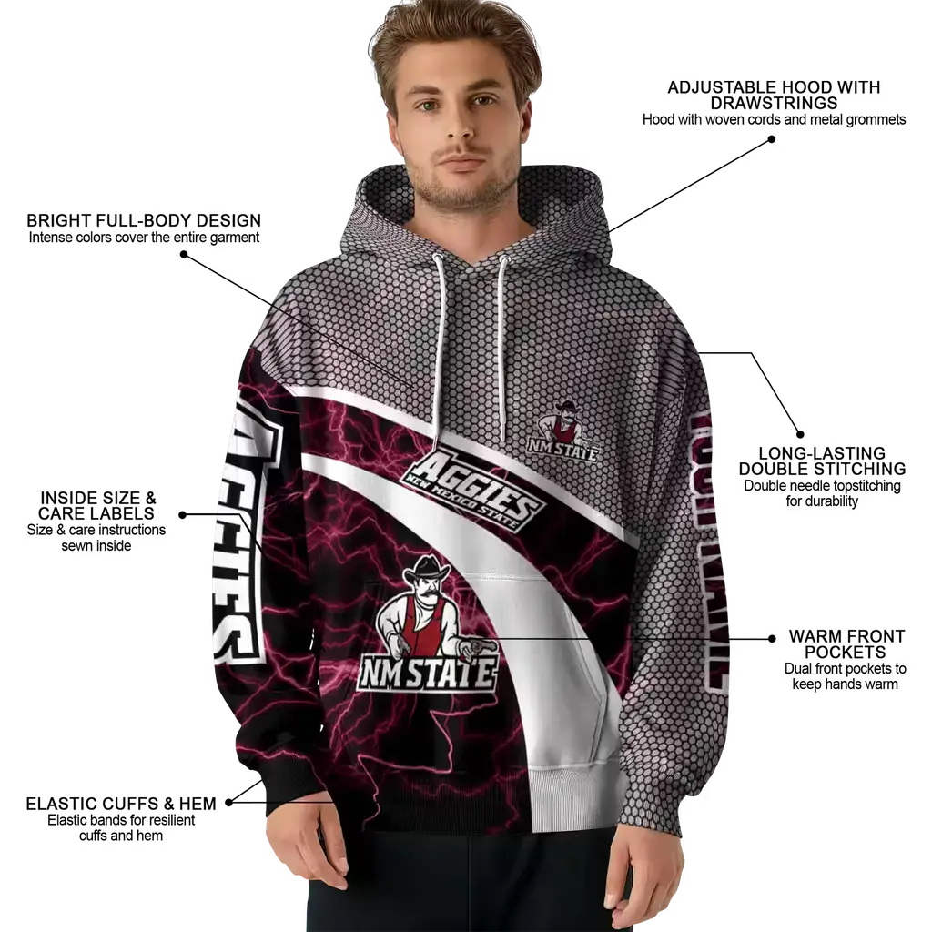 custom new mexico state aggies hexagonal mesh crimson black gray hoodie latest model custom new mexico state aggies hexagonal mesh crimson black gray hoodie latest model